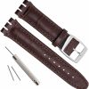 Online OliBoPo Alligator Grain Cow Leather Stainless Steel Buckle Watch Band Strap For Swatch