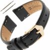 Hot Gilden Gilden Ladies 8-14Mm Stitched Calfskin Flat Black Watch Band Fs60