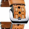 Hot BINLUN Binlun Genuine Leather Watch Strap Crazy-Horse Leather Watch Band Rough Oil Top Grain Leather Straps Handmade X-Shape Route Leather Bands For Men Women Black Silver Buckle Watch Straps 20/22/24/26Mm