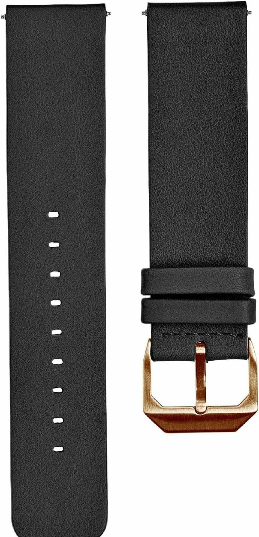 Clearance slow Black Soft Leather Strap, Rose Gold Buckle - 20Mm