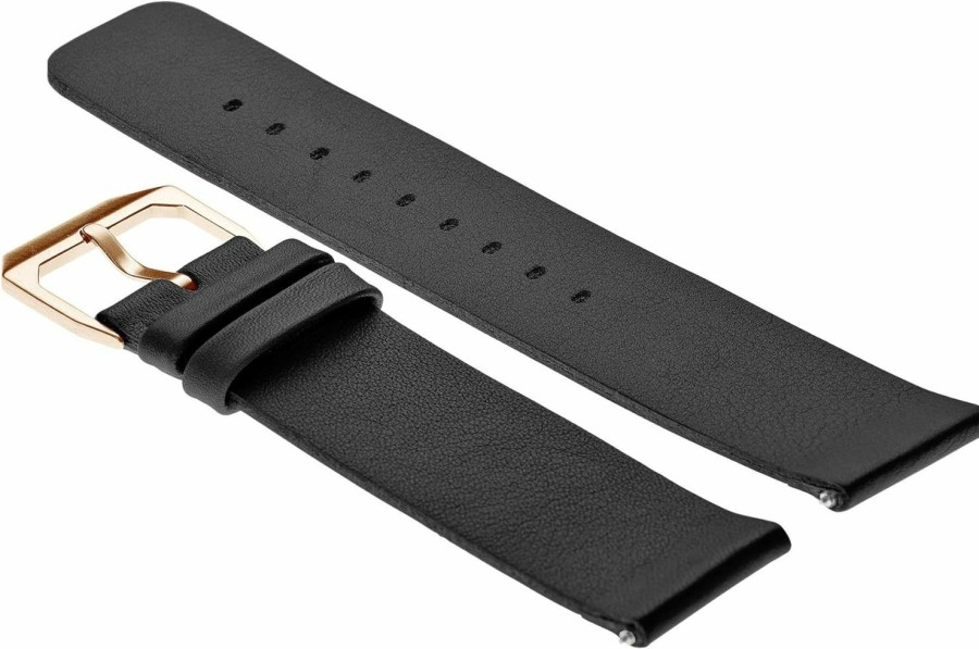 Clearance slow Black Soft Leather Strap, Rose Gold Buckle - 20Mm