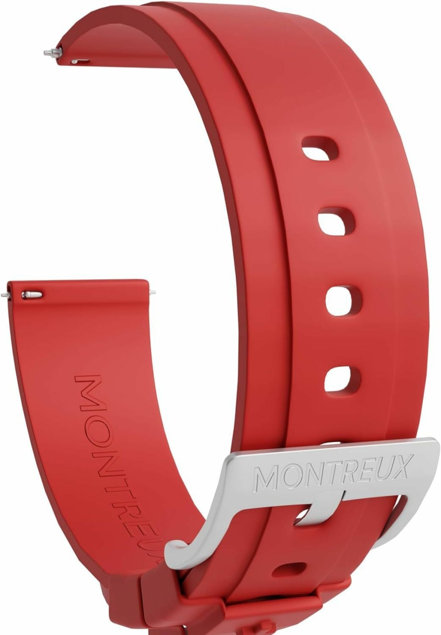 Clearance MONTREUX Montreux 22Mm Premium Quick Release Fkm Rubber Watch Strap Band For Rolex, Omega, Tag Heuer, Seiko & More (Red)