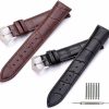 New Nice Pies Leather Watch Bands,2 Packs Alligator Grain Calfskin Replacement Watch Straps,18Mm 20Mm 22Mm 24Mm Black And Brown Classical Wristbands For Men Women