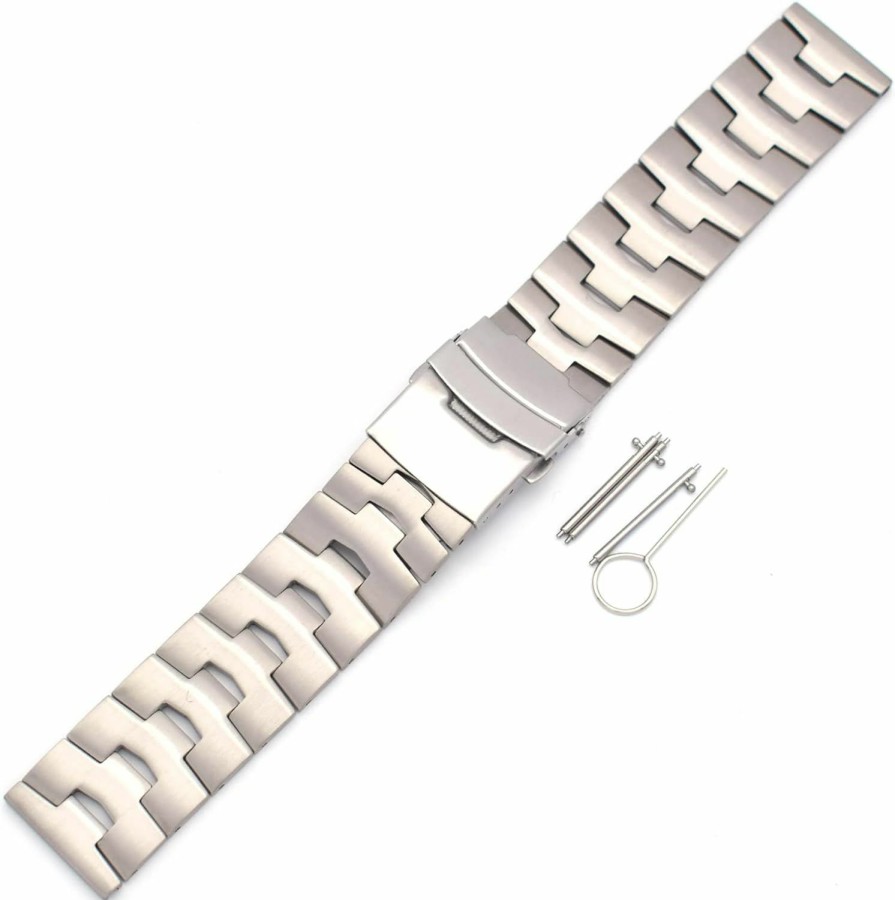 Clearance THEAGE Theage Titanium Solid Watch Band For Mens Women, Pure Titanium Watch Straps 22Mm