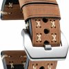 Hot BINLUN Binlun Genuine Leather Watch Strap Crazy-Horse Leather Watch Band Rough Oil Top Grain Leather Straps Handmade X-Shape Route Leather Bands For Men Women Black Silver Buckle Watch Straps 20/22/24/26Mm