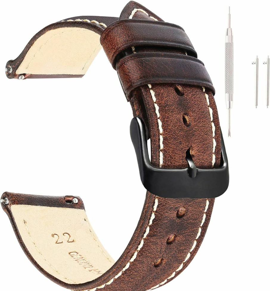 Best EACHE Vintage Leather Watch Band Eache Watch Strap Oil Wax/Discolored Litchi Grain Genuine Leather Replacement Watchband For Men For Women 18Mm 19Mm 20Mm 21Mm 22Mm 23Mm 24Mm