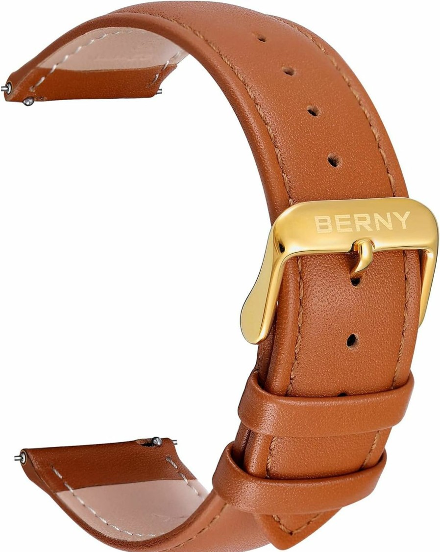 Online berny Berny Quick Release Leather Watch Bands Men'S Women'S Watch Bands Top Genuine Leather Watch Strap For Men Women - 16Mm 18Mm 20Mm 22Mm 24Mm, Black Brown