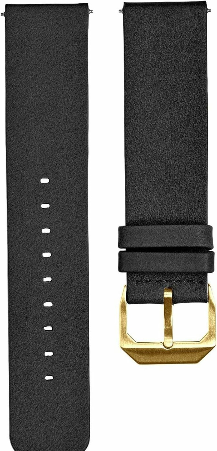 New slow Black Soft Leather Strap, Gold Buckle - 20Mm