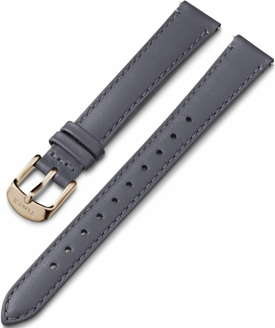 Clearance Timex Timex 14Mm Genuine Leather Strap Gray With Rose Gold-Tone Buckle