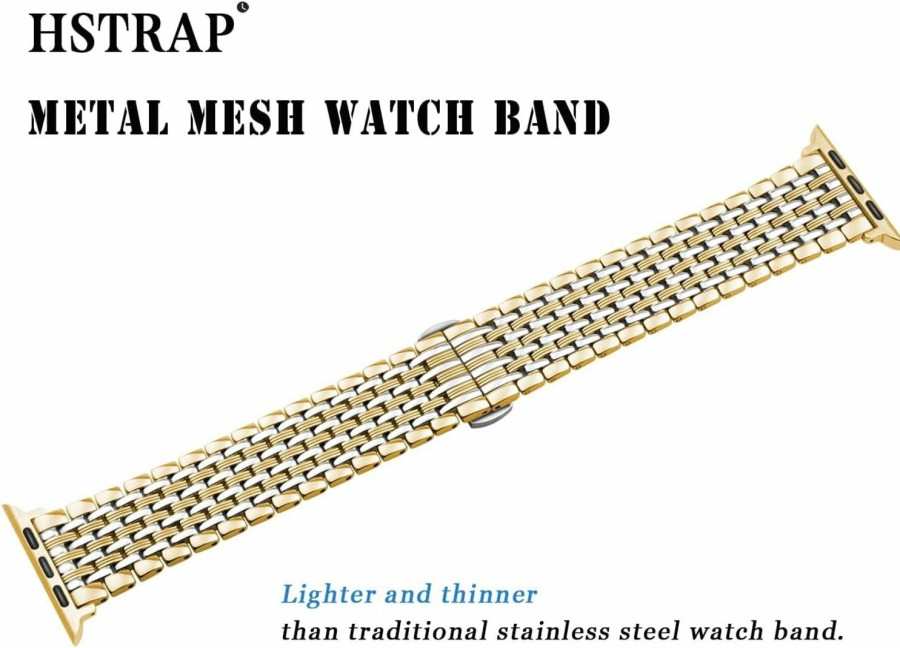 Clearance Hstrap Compatible With Apple Watch Bands For Women 38Mm 40Mm 41Mm 42Mm 44Mm 45Mm 49Mm Fancy Mesh Metal Watch Band Strap For Iwatch Ultra2/Ultra Series 9 8 7 6 5 4 3 2 1