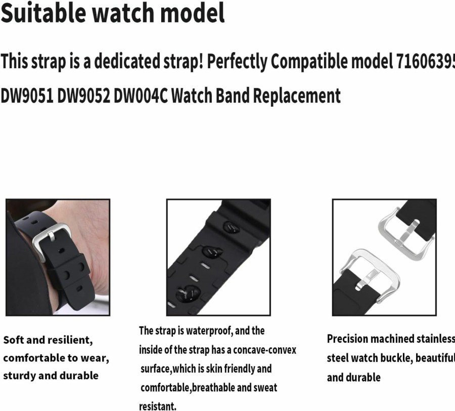 Best Topuly Topuly 16Mm 26Mm 71606395 Resin Watch Band Replacement For Casio G-Shock Dw-9051 Dw-9052 Dw-004C Strap Wirstband Accessories For Men And Women