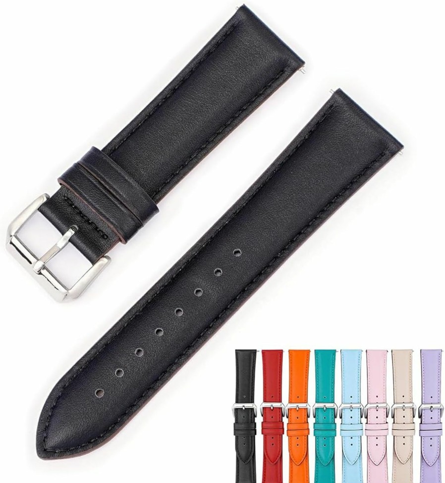 Online Generic Quick Release 22Mm Leather Watch Straps With Buckle, 22Mm Watch Band Straps - Multiple Colors