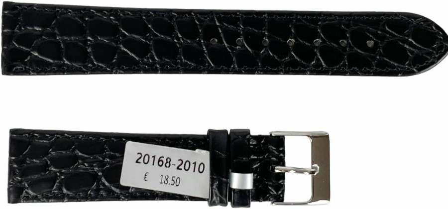 Best BUZZUFY Buzzufy Croco Pattern Black Leather Watch Strap/Band 20 Mm