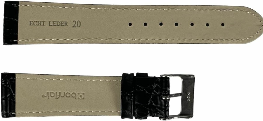 Best BUZZUFY Buzzufy Croco Pattern Black Leather Watch Strap/Band 20 Mm