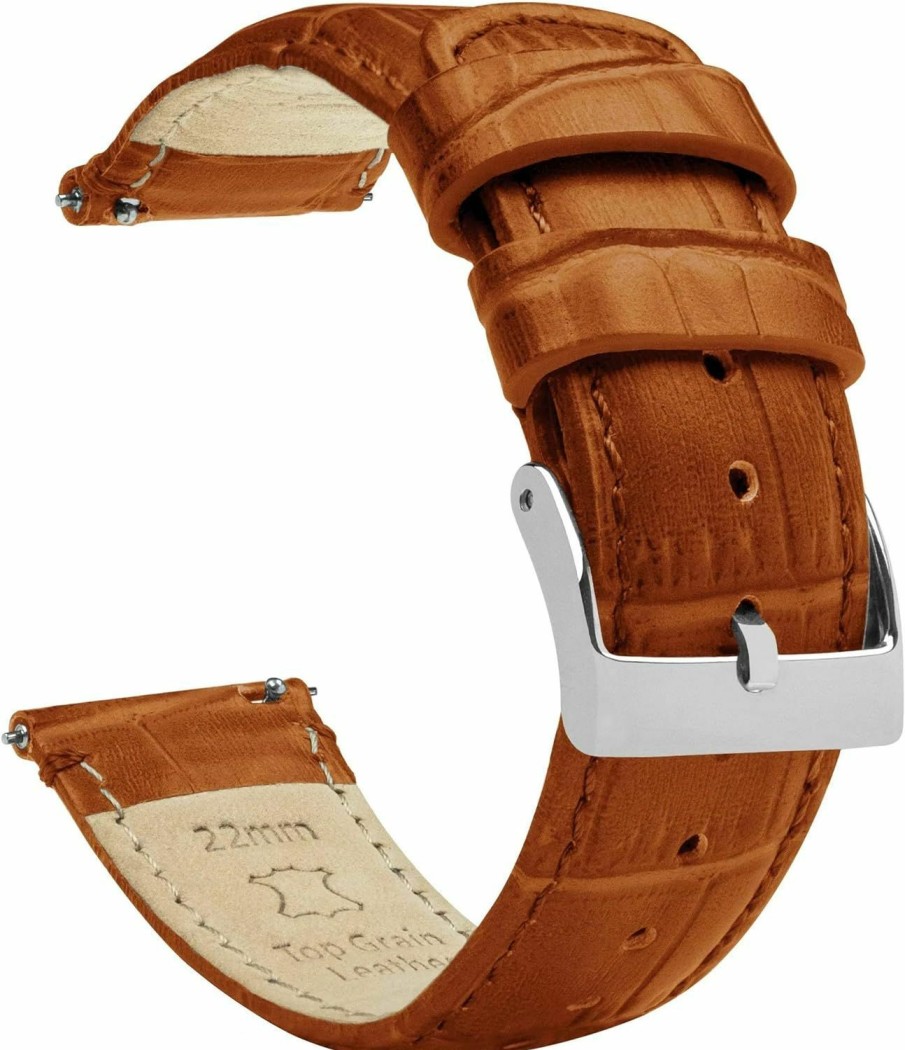 Clearance Barton Watch Bands Barton Watch Bands 12Mm Toffee Brown - Alligator Grain - Quick Release Leather Watch Bands