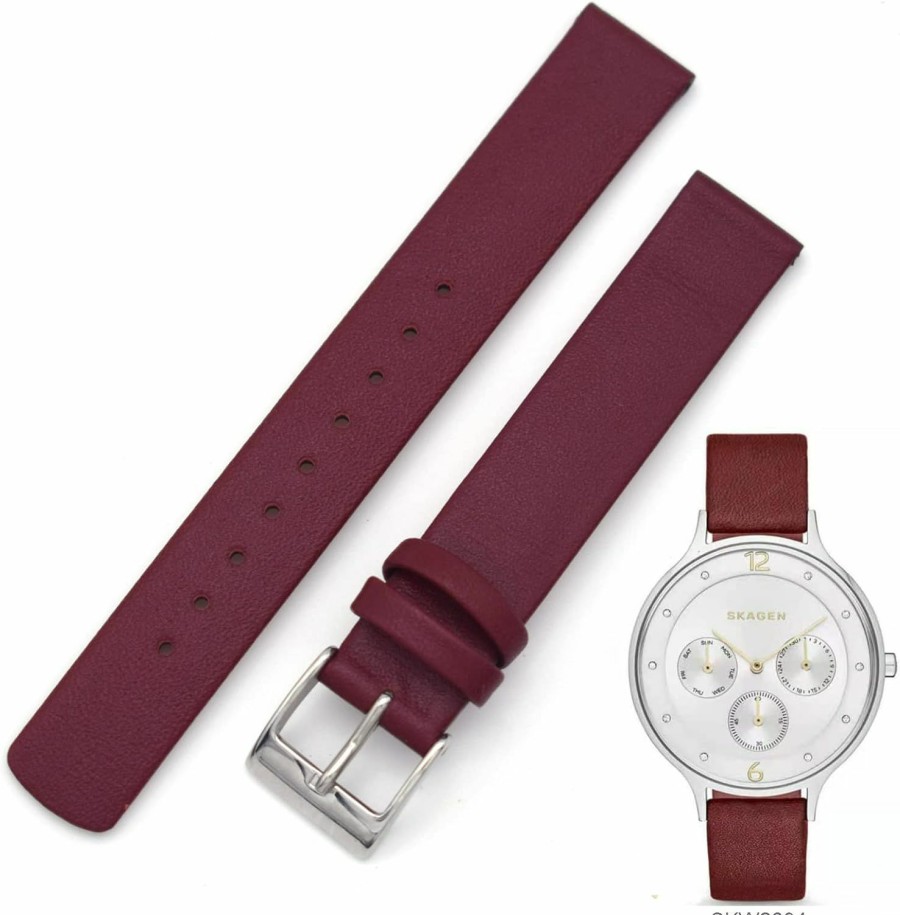 New THEAGE Theage 14Mm Leather Calfskin Women'S Watch Band Straps Replacement For Skagen